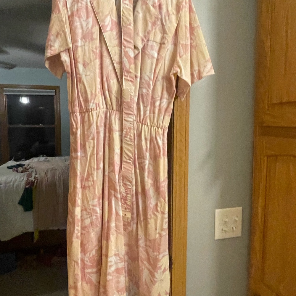 Chic Long Sleeve Pink Patterned Dress